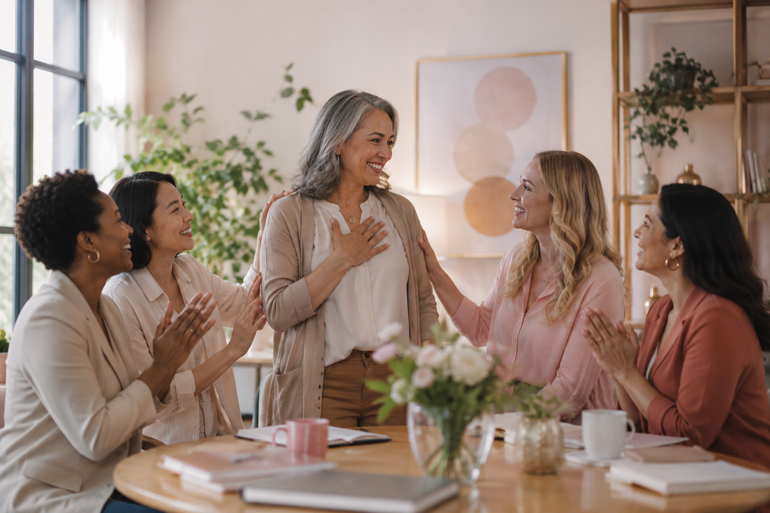 Women sharing ideas and encouragement